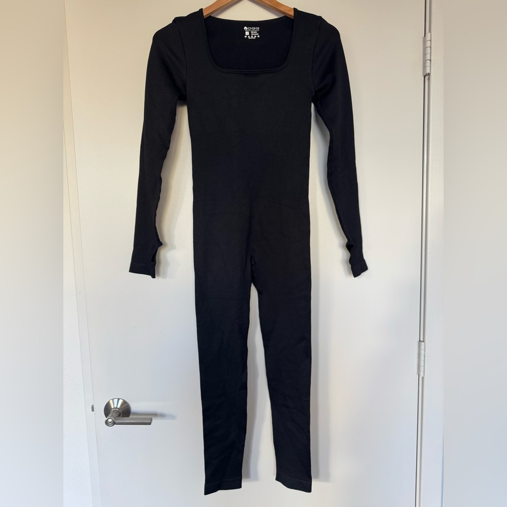 OQQ Ribbed Long Sleeve Jumpsuit